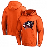 Men's Customized Columbus Blue Jackets Orange All Stitched Pullover Hoodie
